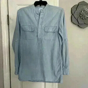 Brooks Brothers Women’s XS Blue Chambray Popover Shirt Long Sleeve Casual
